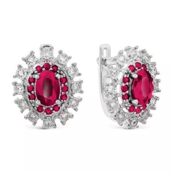 Серьги с рубинами и бриллиантами Линии Любви