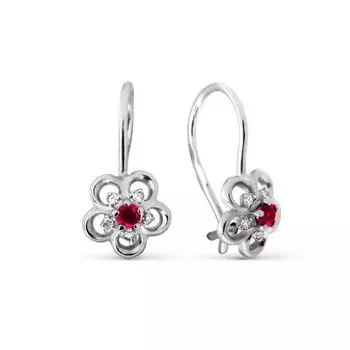 Серьги с рубинами и бриллиантами Линии Любви