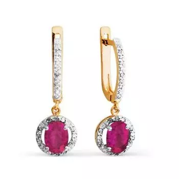 Серьги с рубинами и бриллиантами Линии Любви