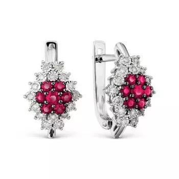 Серьги с рубинами и бриллиантами Линии Любви