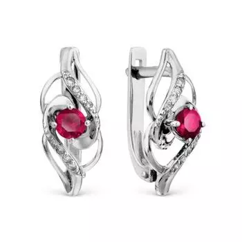 Серьги с рубинами и бриллиантами Линии Любви