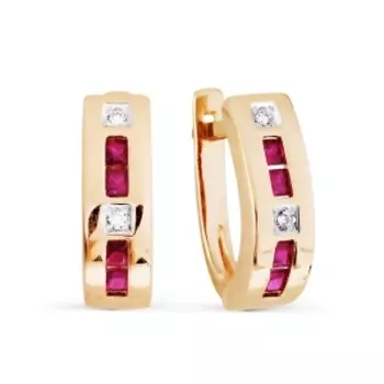 Серьги с рубинами и бриллиантами Линии Любви
