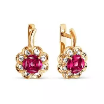 Серьги с рубинами и бриллиантами Линии Любви