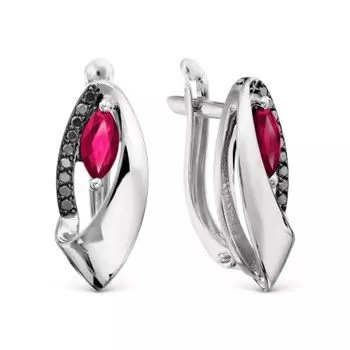 Серьги с рубинами и бриллиантами Линии Любви
