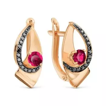 Серьги с рубинами и бриллиантами Линии Любви