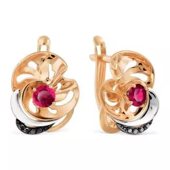 Серьги с рубинами и бриллиантами Линии Любви