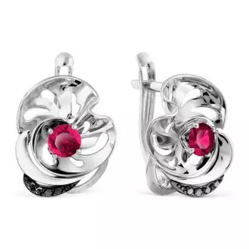Серьги с рубинами и бриллиантами Линии Любви