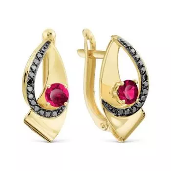 Серьги с рубинами и бриллиантами Линии Любви