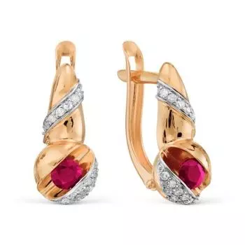 Серьги с рубинами и бриллиантами Линии Любви