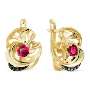 Серьги с рубинами и бриллиантами Линии Любви