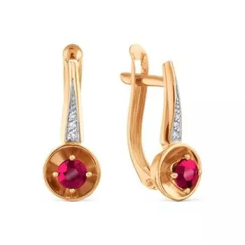 Серьги с рубинами и бриллиантами Линии Любви