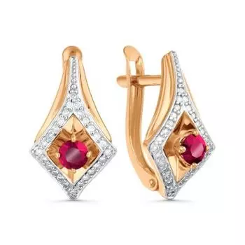 Серьги с рубинами и бриллиантами Линии Любви