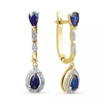 Серьги с сапфирами и бриллиантами Линии Любви