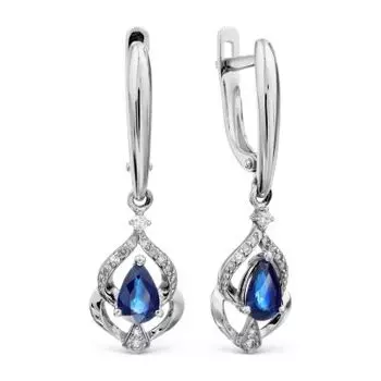 Серьги с сапфирами и бриллиантами Линии Любви