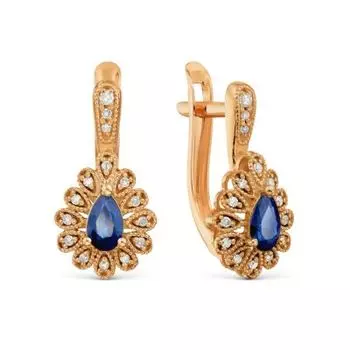 Серьги с сапфирами и бриллиантами Линии Любви
