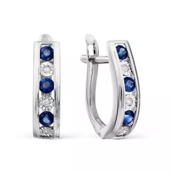 Серьги с сапфирами и бриллиантами Линии Любви