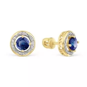 Серьги с сапфирами и бриллиантами Линии Любви