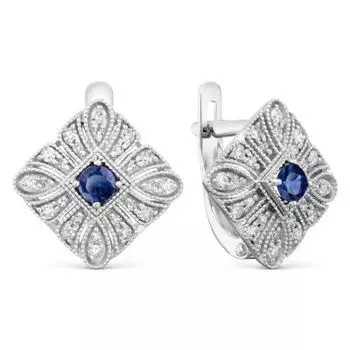 Серьги с сапфирами и бриллиантами Линии Любви