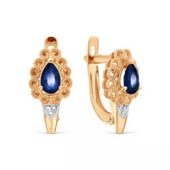 Серьги с сапфирами и бриллиантами Линии Любви