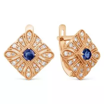 Серьги с сапфирами и бриллиантами Линии Любви