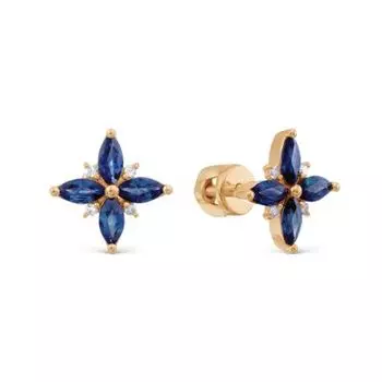 Серьги с сапфирами и бриллиантами Линии Любви