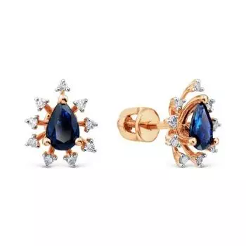Серьги с сапфирами и бриллиантами Линии Любви