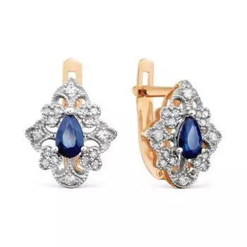 Серьги с сапфирами и бриллиантами Линии Любви
