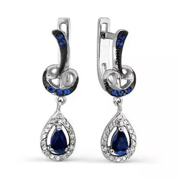 Серьги с сапфирами и бриллиантами Линии Любви