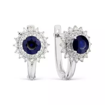 Серьги с сапфирами и бриллиантами Линии Любви