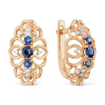 Серьги с сапфирами и бриллиантами Линии Любви