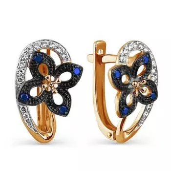 Серьги с сапфирами и бриллиантами Линии Любви