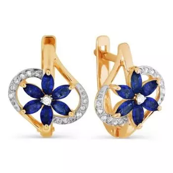 Серьги с сапфирами и бриллиантами Линии Любви