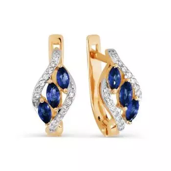 Серьги с сапфирами и бриллиантами Линии Любви