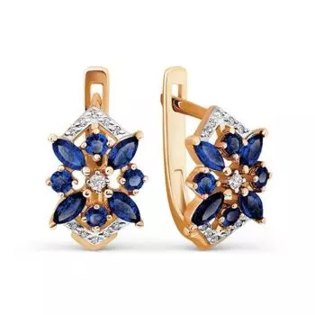 Серьги с сапфирами и бриллиантами Линии Любви