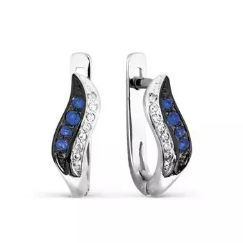 Серьги с сапфирами и бриллиантами Линии Любви