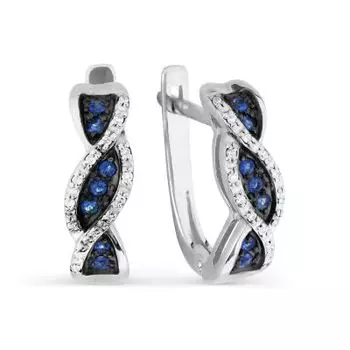 Серьги с сапфирами и бриллиантами Линии Любви