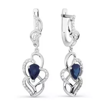 Серьги с сапфирами и бриллиантами Линии Любви
