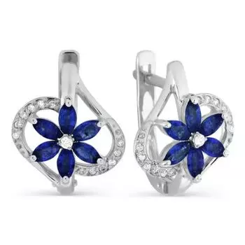 Серьги с сапфирами и бриллиантами Линии Любви