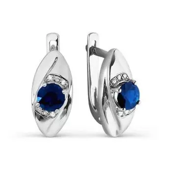 Серьги с сапфирами и бриллиантами Линии Любви