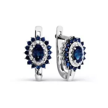 Серьги с сапфирами и бриллиантами Линии Любви