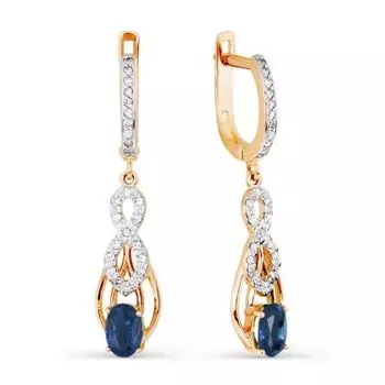Серьги с сапфирами и бриллиантами Линии Любви