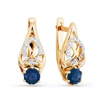 Серьги с сапфирами и бриллиантами Линии Любви