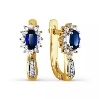 Серьги с сапфирами и бриллиантами Линии Любви