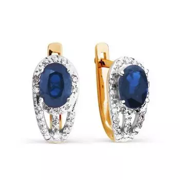 Серьги с сапфирами и бриллиантами Линии Любви