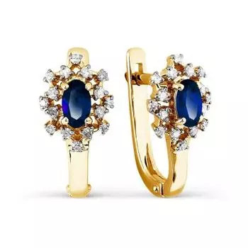 Серьги с сапфирами и бриллиантами Линии Любви