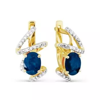 Серьги с сапфирами и бриллиантами Линии Любви