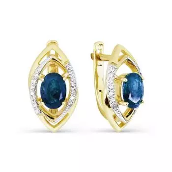 Серьги с сапфирами и бриллиантами Линии Любви