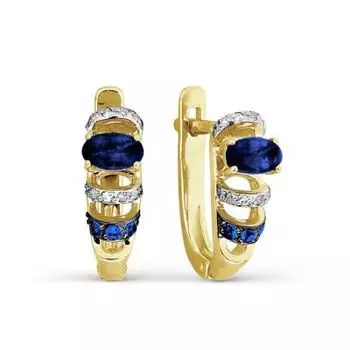 Серьги с сапфирами и бриллиантами Линии Любви