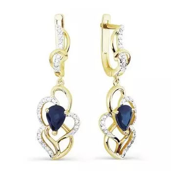 Серьги с сапфирами и бриллиантами Линии Любви