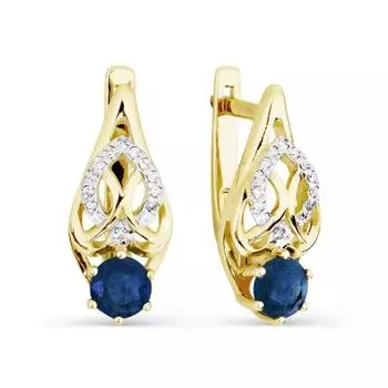 Серьги с сапфирами и бриллиантами Линии Любви